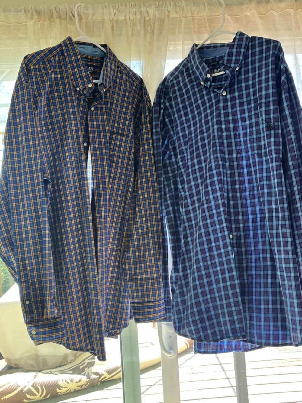 Chaps Plaid Button-Down Shirts - Navy & Orange Plaid and Navy & Light Blue Plaid